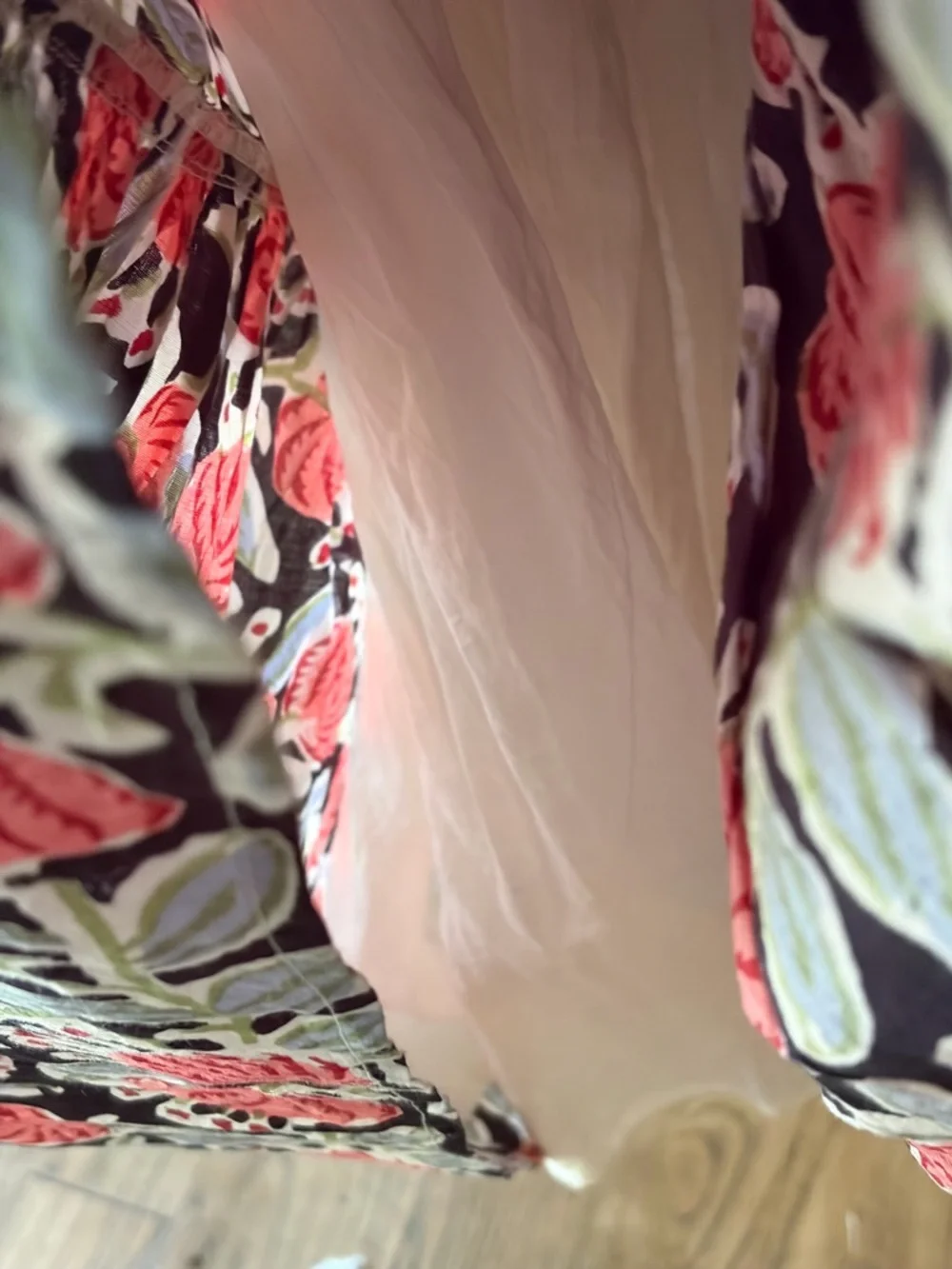 THML Ivory Floral Tiered Maxi Dress with Multicolor Blooms